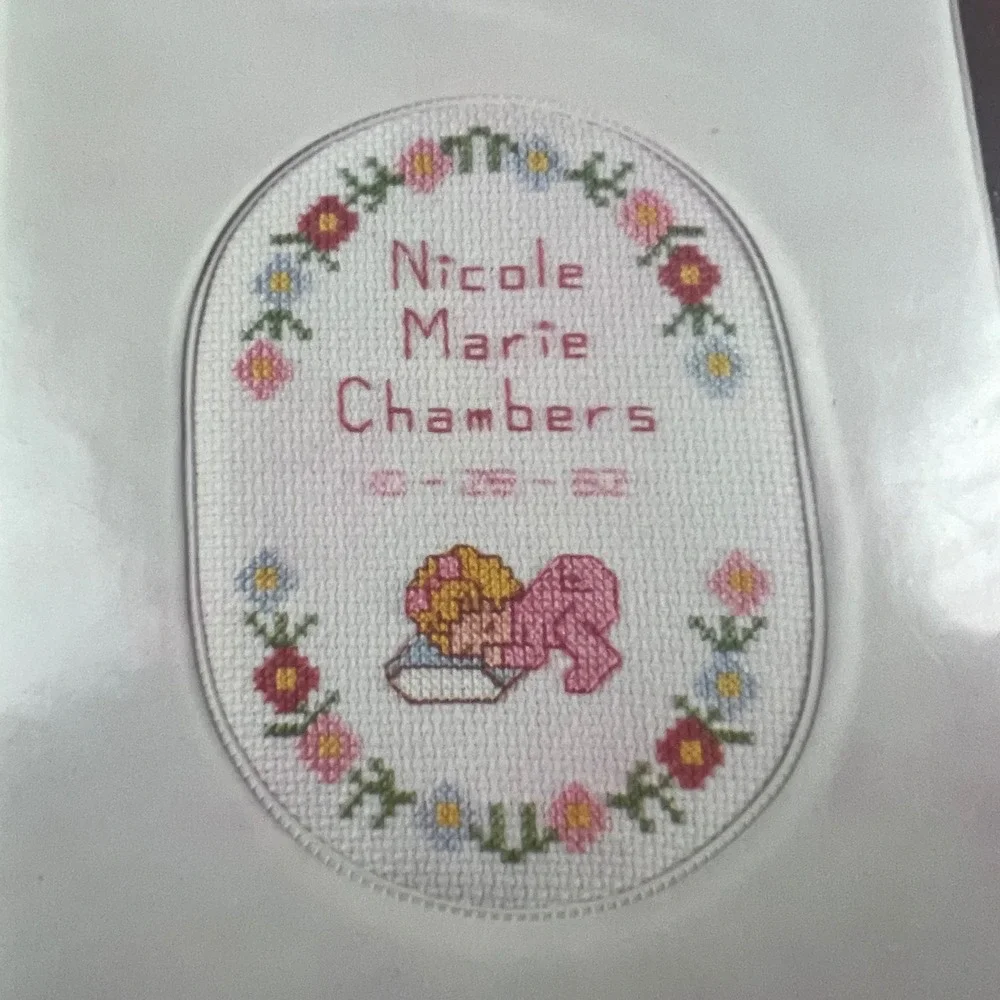 Rogers Heirloom Album Girl Birth Record Counted Cross Stitch Kit Vintage 3000-52